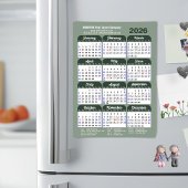 2026 Kalender Überblick Green Simple Business Magn Magnetkarte