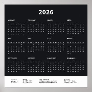2026 Kalender Unternehmensgeschäft Logo Branding  Poster