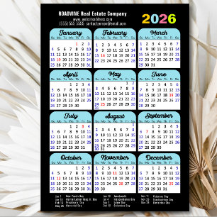 2026 Kalender US Urlaub Einfaches Geschäft Magneti Magnetkarte