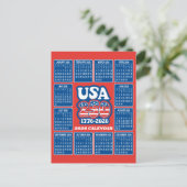 2026 Kalender - USA 250 Red White Blue Postkarte (Stehend Vorderseite)