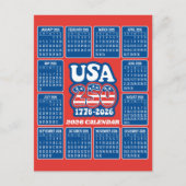 2026 Kalender - USA 250 Red White Blue Postkarte (Vorderseite)