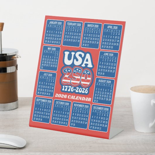 2026 Kalender - USA 250 Red White Blue Sockelschild (In SItu)