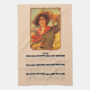 2026 Kalender Vintage Cowgirl Küchenhandtuch Geschirrtuch