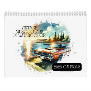 2026 Kalender Vintage Muskelwagen in Wasserfarbe!
