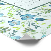 2026 Kalender Volljahr Blau Floral Poster (Ecke)