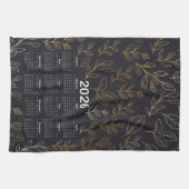 2026 Kalender Vorzeitiges Gold-Blätter-Muster Geschirrtuch (Horizontal)