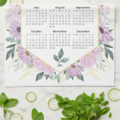 2026 Kalender Wasserfarbe Lila Botanische Vegetati Geschirrtuch (Gefaltet)