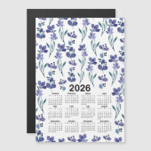 2026 Kalender Wasserfarben Blumenmuster Magnetkarte (Vorne/Hinten)