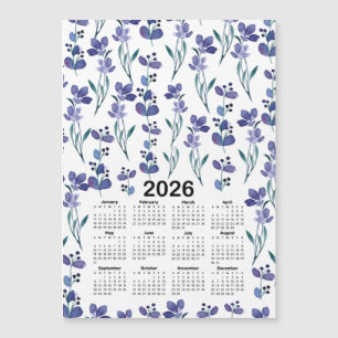 2026 Kalender Wasserfarben Blumenmuster Magnetkarte
