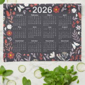 2026 Kalender: Whimsical Floral and Butterfly Geschirrtuch (Gefaltet)