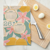 2026 Kalender - Zitrusfrüchte & Blüten Geschirrtuch (Viertel Falte)