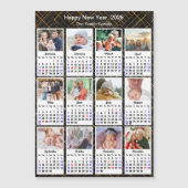 2026 Kalenderfamilie 12 Foto Modernes Schwarzes Go Magnetkarte (Vorderseite)