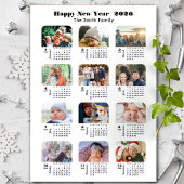 2026 Kalenderfamilie 12 FotoCollage Minimalistisch Magnetkarte