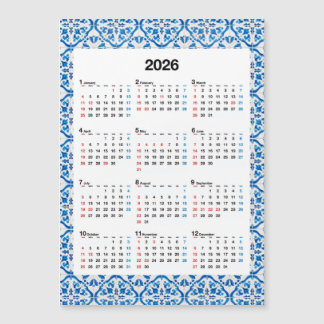 2026 Kalendergestaltung - Einzigartiges Jahr Azule Magnetkarte