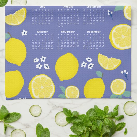 2026 Kalendermonat Zitrus Zitronenmuster Geschirrtuch (Gefaltet)