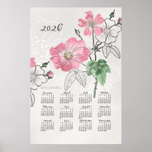 2026-Kalenderposter Botanische Rose Poster