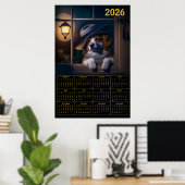 2026 KI-generierter Australian Shepherd-Kalender Poster (Heimbüro)