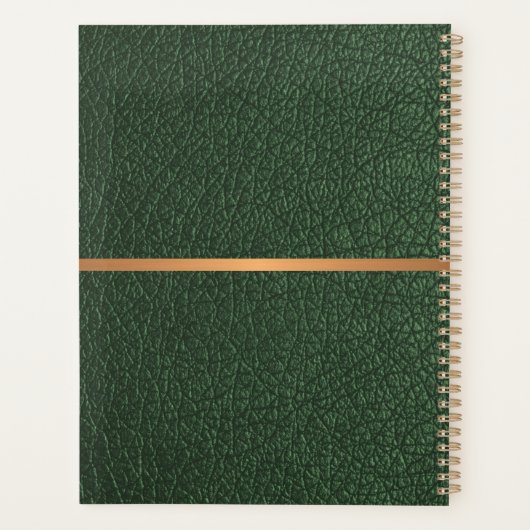 2026 Klassisches, grünes Ledergold mit Monogramm Planer (Rückseite)
