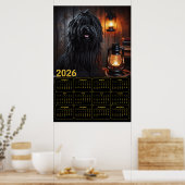 2026 Komondor mit Laternen und Büchern Kalender Poster (Küche)