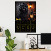 2026 Komondor mit Laternen und Büchern Kalender Poster (Heimbüro)