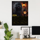 2026 Komondor with Lanterns and Books Calendar Poster (Heimbüro)