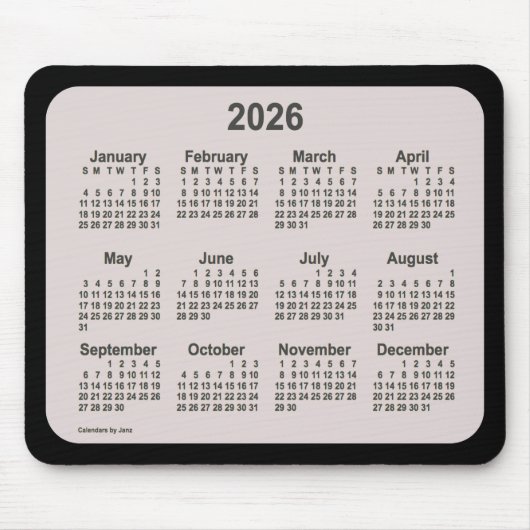 2026 La Boca auf schwarzen Kalender von Janz Two T Mousepad (Vorne)