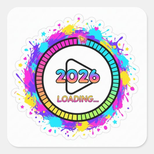 2026 Lade-Play-Button-Aufkleber Quadratischer Aufkleber (Vorderseite)
