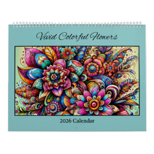 2026 Lebendiger Bunter Blumenkalender Kalender