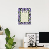 2026 Lila Blumen Wandkalender Poster (Heimbüro)