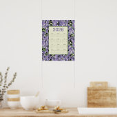 2026 Lila Blumen Wandkalender Poster (Küche)