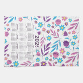 2026 Lila und blaues Muster des Kalenders Geschirrtuch (Horizontal)