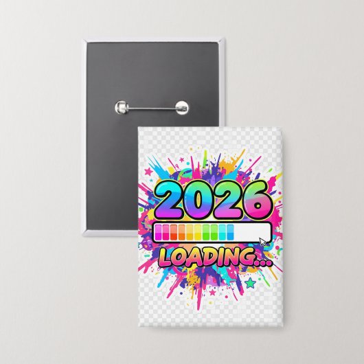2026 Loading... Progress Bar Sticker Button (Vorderseite/Rückseite)