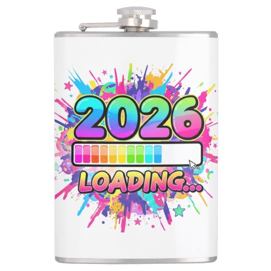 2026 Loading... Progress Bar Sticker Flachmann (Vorderseite)