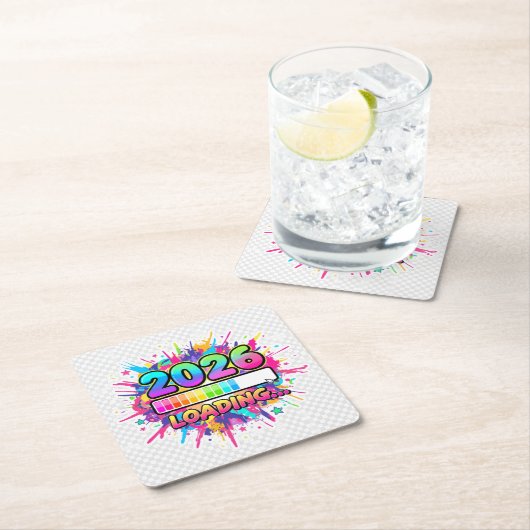 2026 Loading... Progress Bar Sticker Rechteckiger Pappuntersetzer (Vor Ort)