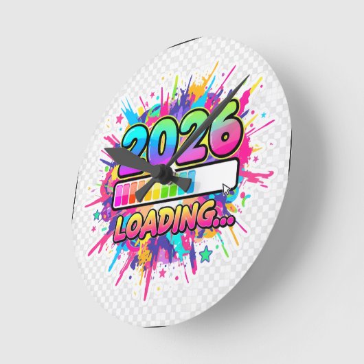 2026 Loading... Progress Bar Sticker Runde Wanduhr (Winkel)