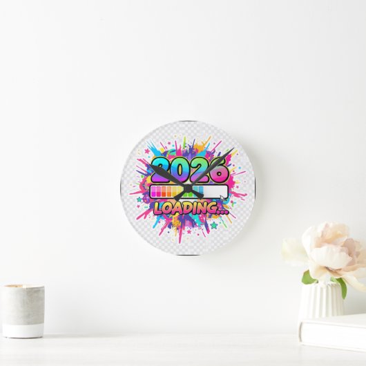 2026 Loading... Progress Bar Sticker Runde Wanduhr (Zuhause)
