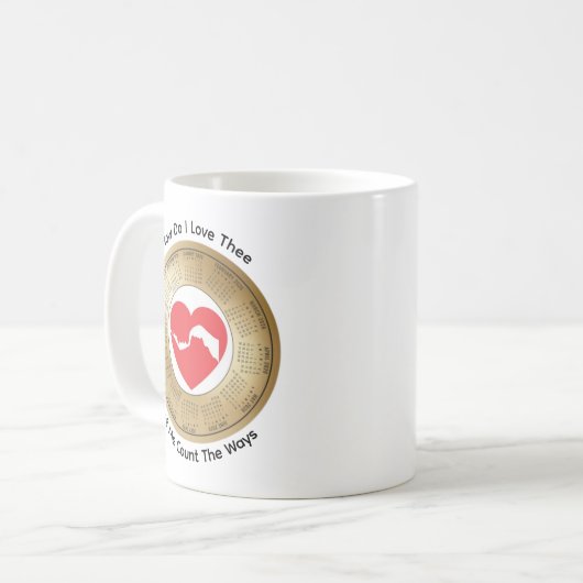 2026 Lovers’ Kalender Kaffeemaschine Tasse (Vorderseite Links)