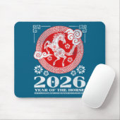 2026 Lunar Chinese New Year Fire Horse Mousepad (Mit Mouse)