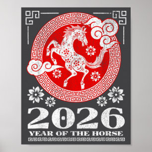 2026 Lunar chinesisches Neujahr Feuerpferd Poster