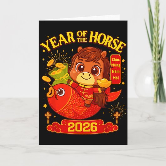 2026 Lunar New Year Horse Vietnamese Men Women Gir Karte (Vorderseite)