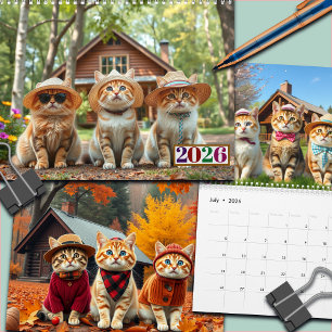 2026 Lustige Katzen in Vornehm-Kleidung und Hüten Kalender