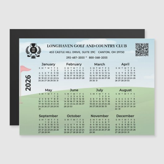 2026 Magnet Calendar Golf Club League Logo QR Code (Vorne/Hinten)