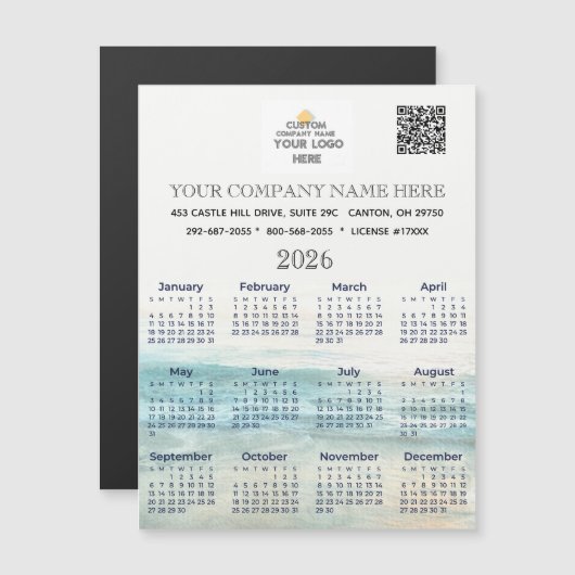 2026 Magnet Kalender Firmenname Logo QR Code (Vorne/Hinten)