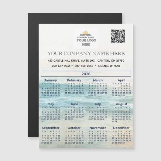 2026 Magnet Kalender Firmenname Logo QR Code (Vorne/Hinten)