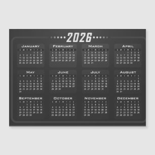 2026 Magnetkalender Schwarz und Weiß Magnetkarte