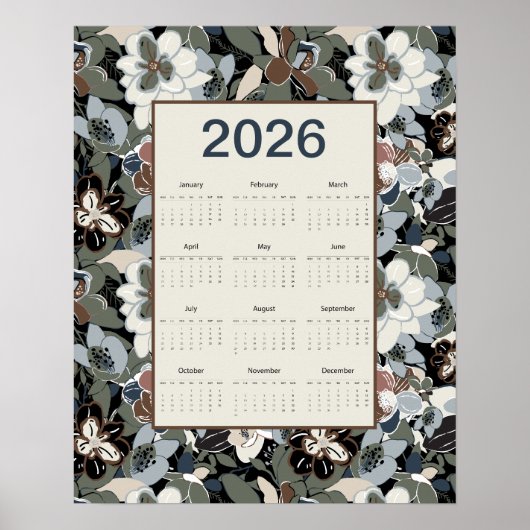 2026 Magnolia Floral Calendar Poster (Vorne)