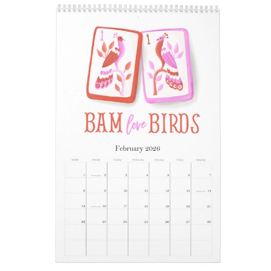 2026 Mahjong Time Wall Kalender (Feb 2026)