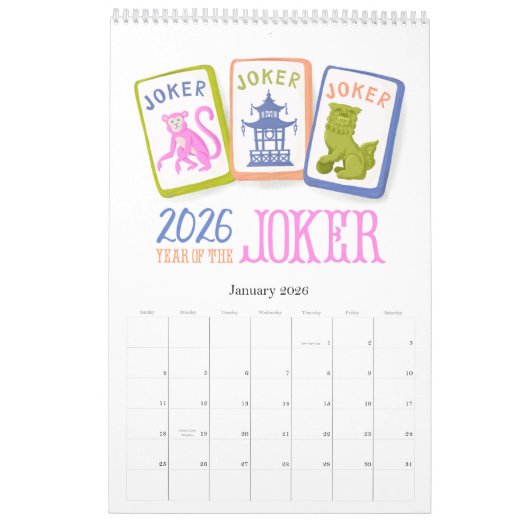 2026 Mahjong Time Wall Kalender (Jan 2026)