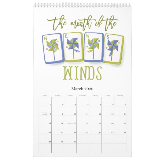 2026 Mahjong Time Wall Kalender (Mär 2026)