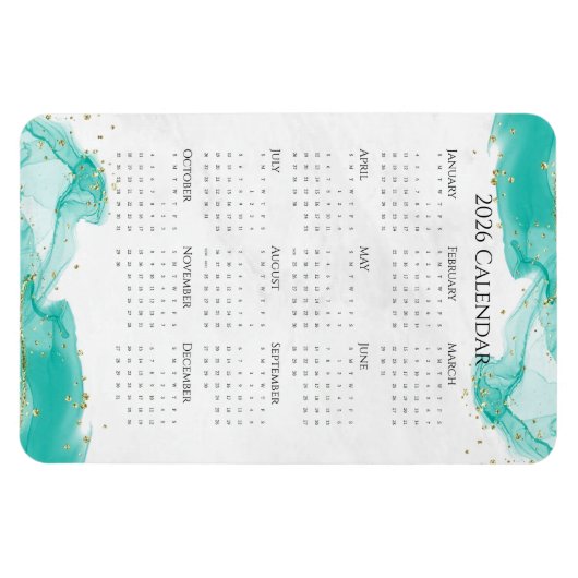 2026 Marbled Waves Tropical Aquamarin and Gold Magnet (Horizontal)